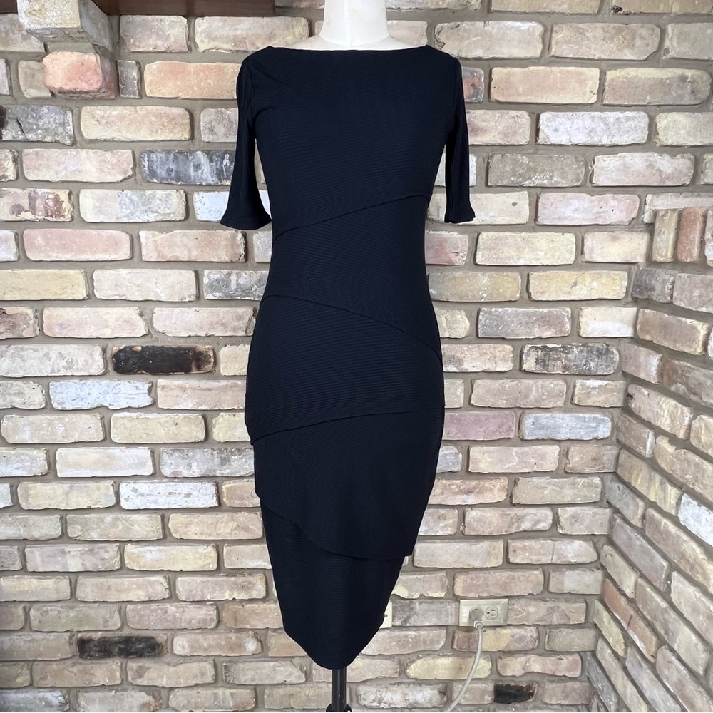 Bailey 44 Solid Black Ribbed Stretch Knit Column … - image 2